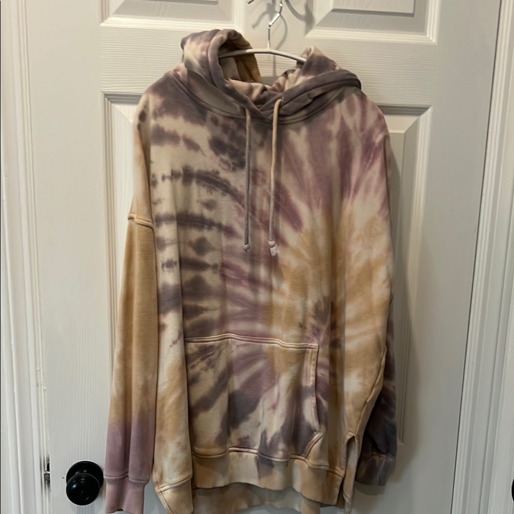 Tie-Dye Hoodie in Purple and Tan